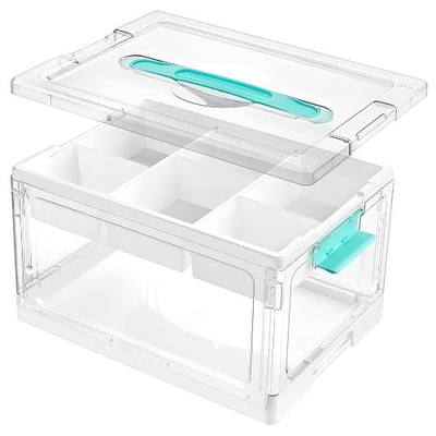 Vtopmart 24 QT Clear Plastic Craft Organizers and Storage Box with Removable Trays and Dividers,Art Supply Organizers and Storage,Ideal Containers for coloring Books, Craft Supplies,1 Pack
