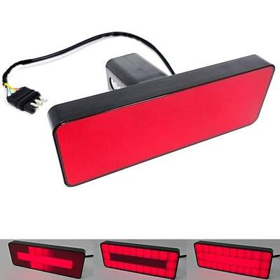 Towing Trailer Hitch Cover Tow Hitch Red LED Brake Light Sequential Signal Lamp Strobe Flash Plug for 2" Receiver SUV Pickup Truck