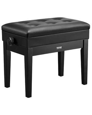 VEVOR Piano Bench 22" x 13" x 19.3" Keyboard Chair 19.3"-22.8" Adjustable | for Vanity Living Room, Padded Cushion, 300 lbs Capacity, Wooden Piano Stool Seat, with Storage Compartment for Music Books