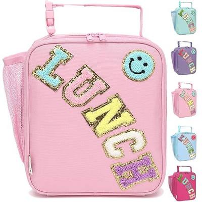 GYEUKHAM Insulated Lunch Bag for Women Girl Teen large Insulated Kid Lunch Bag,Large Reusable Cute Cooler Bag for School Work Picnic,Pink Alphabet