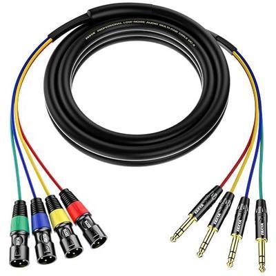 EBXYA 4 Channel XLR Male to 1/4 Inch TRS Snake Cables,Recording Snake Cable | 6.35mm Male Jack Stereo Audio Balanced Line to XLR Cables,3 Feet 1 Pack