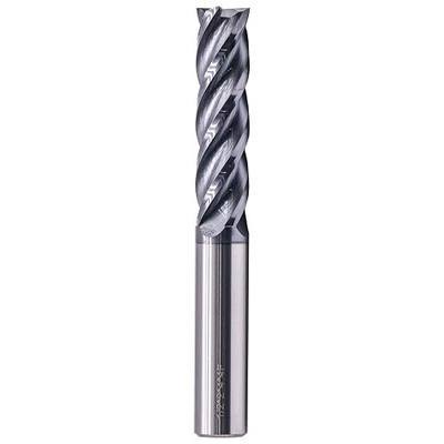 1/2" 4 Flute Solid Carbide Long Square End Mill, 4" OAL, AlTiN Coated | 35° Helix, 1/2" Cutting Dia, 1/2" Shank Dia, 2" LOC, for Milling Alloy Steel, Carbon Steel, Cast Iron, Copper
