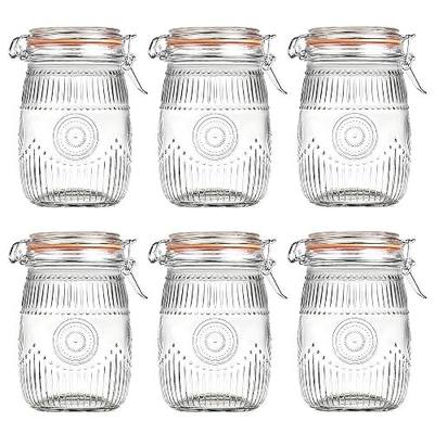 Amzcku Wide Mouth Vintage Mason Jars with Airtight Lid 32oz, Canister Quart Jars for Kitchen Storage - for Coffee, Sugar, Beans 6 Pack
