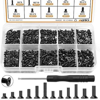 mankk 360PCS Laptop Screws 12 Sizes M2 M2.5 M3 Replacement Computer Tiny Screws Motherboard Screw with Screwdriver for Laptop PC Repair & DIY