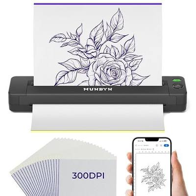 MUNBYN Tattoo Stencil Printer ITP06, 300DPI Wireless Thermal Tattoo Printer with 20 Transfer Papers, Tattoo Printers Compatible with Smartphone & PC for Tattoo Artists & Beginners