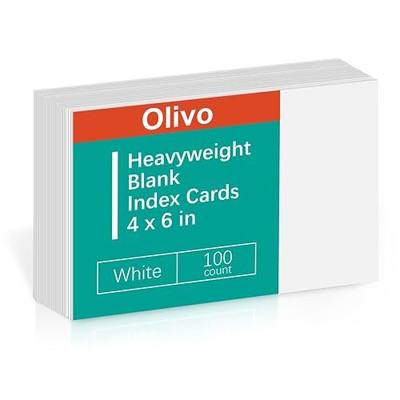 Blank Index Cards 4x6 Unlined Unruled Flash Note Cards 4" x 6", White, 100 Count, 220 GSM Heavy Weight