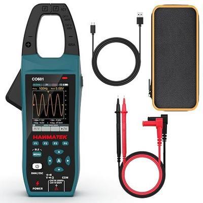 HANMATEK 3-in-1 AC/DC Clamp Meter & Oscilloscope,5MS/s High Sampling Rate,1MHz Bandwidth,600A &1000V AC/DC Current & Voltage Detection,Resistance,Capacitance,Continuity Test,NCV,Data Logging-CO601