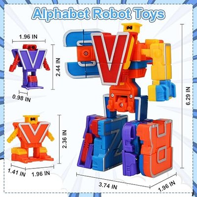 Birthday Toy Gifts for Toddlers,26 Alphabet Robots ABC Letter Learning Toys | Alphabots Deformation STEM Fine Motor Skill Educational Gift for Preschool Kids Age 3 4 5 6 8 Years Old Boys Girls