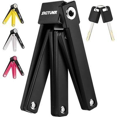 SIGTUNA Folding Bike Lock - Hardened Steel 8mm Fold-Up Heavy Duty Bike Lock with Easy Mounting, Secure Lock and Anti-Scratch Coating - Easily Keep Bike Secure and Paintwork Undamaged - Bicycle Lock