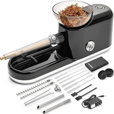 Cigarette Rolling Machine, Electric Pre Roll Machine, Cone Loader & Filler | Grinder & 5-Cone Smell-Proof Storage Case Included