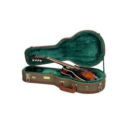 Crossrock Master Series F-Style Mandolin Case | Olive Green Tweed Exterior, Re-Engineered Wooden Shell, Leather Handle, Backpack Straps(CRW720MFOG)