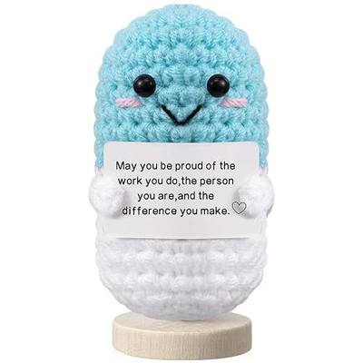 Arrowbash Nurse Pharmacy Gift Crochet Pill Bottle Syringe Bandage Nursing Appreciation Gift Nurse Thank You Inspirational Card for Women Pharmacist CNA RN LPN Christmas(Pill,Blue)