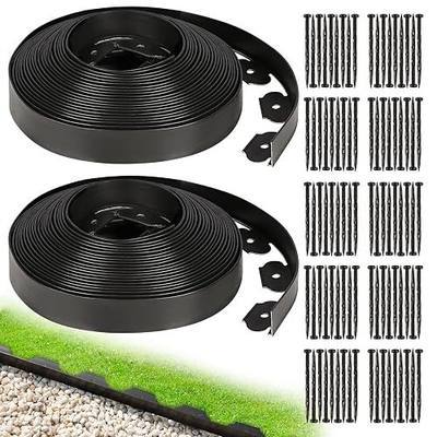 1.5 Inch x 100FT Garden Edging Border, Plastic Edging for Landscaping with 120pcs Spikes