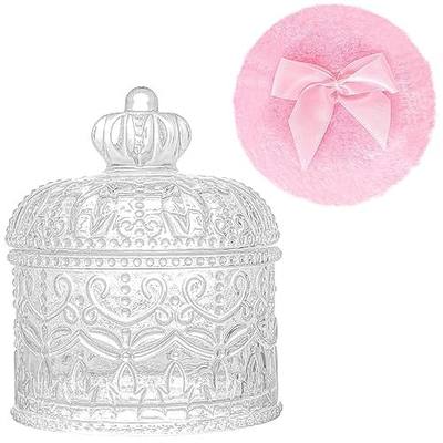 Large Body Powder Puffs and Containers, Crystal Clear Powder Container with Soft Power Puffs, Reusable Dusting Powder Case with Washable Velvet Face Body Glitter Puffs Wet and Dry Makeup