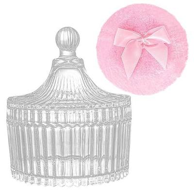 Large Body Powder Puffs and Containers, Crystal Clear Powder Container with Soft Power Puffs, Reusable Dusting Powder Case with Washable Velvet Face Body Glitter Puffs Wet and Dry Makeup