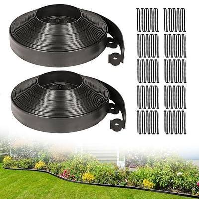 JERIA 2 Inch Tall 100 FT Garden Edging Kit with 120pcs Spikes, Plastic Edging for Landscaping