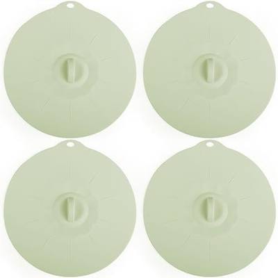 4 Pack 7.8" Silicone Lids for Cups Bowls Plates Pans, Microwave Splatter Cover, Kitchen Containers Lids Cover for Food Storage,Light Green Medium