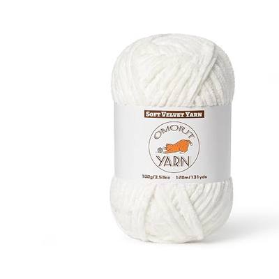 Fluffy Velvet Yarn for Crocheting, Chunky Chenille Baby Blanket Yarn for Crocheting, Soft Fuzzy Puzzle Yarn for Knitting, 100g/3.53oz Bulky Thick Amigurumi Crochet Yarns(White)
