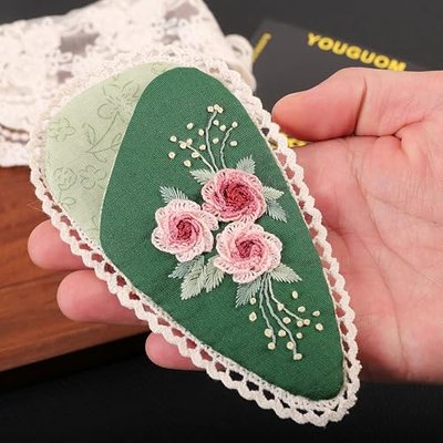 YOUGUOM Embroidered Rose Bloom Scissor Case, 1-Piece Handmade Scissor Cover Sheath with Snap for Craft, Sewing, Embroidery, Cross-stitch Scissors Sleeve Pouch