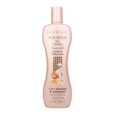 BioSilk for Dogs Silk Therapy Irresistible 2-in-1 Shampoo and Conditioner, Jasmine and Honey Scent, Hydrolyzed Silk Proteins, Paraben Free, pH Balanced for Dogs, Safe 8 Weeks+, 12 fl oz