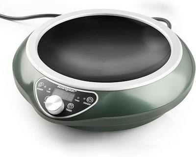 1700W 120V Concave Induction Wok Cooktop, 9.25-Inch Large Coil, Non-Pulse Continuous Heating, 16 Power Levels, ETL Listed Portable Countertop Burner for Round-Bottom Woks