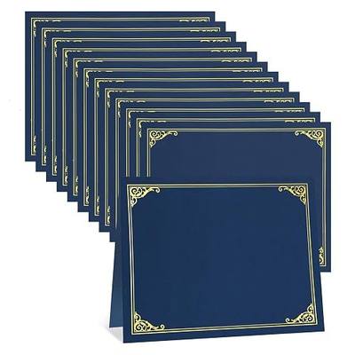 WSICSE Certificate Holder, 12 Pack Navy Blue Diploma Cover Gold Foil Border | Hard Cover, Fits 8.5 x 11 In Paper, Vertical Or Horizontal Pages, Corner Tabs, for Certificates, Diplomas, Awards, Documents