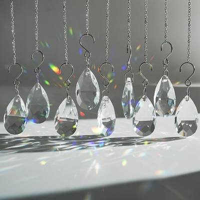 10pcs 38mm Crystal Suncatcher Pendants Chandelier Parts Decor | Crystal Sun Catcher, 38mm Hanging Crystal Chandelier Parts, Prism Pendants with Hook, Crystal Christmas Ornaments Home Decor
