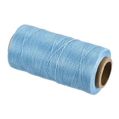 MECCANIXITY Waxed Thread,284 Yard 0.8mm 150D Flat Wax Thread Polyester Waxed String for Leather Sewing Hand Weaving Book Binding Home Decoration,Light Blue