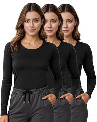 NY Threads Womens Under Scrub Slim Fit Long Sleeve T-Shirt Underscrub Comfort Tee