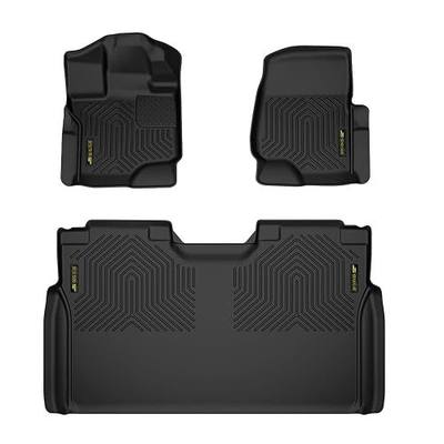 G-PLUS Cargo Liners Fit Ford F150 Super Crew 2015-2025,1st & 2nd Row | 3PCS Floor Mats Fit 2022-2024 Lightning Models,All Weather,Full Cover,Non-Slip,Waterproof,Easy Clean,Durable TPE,Black