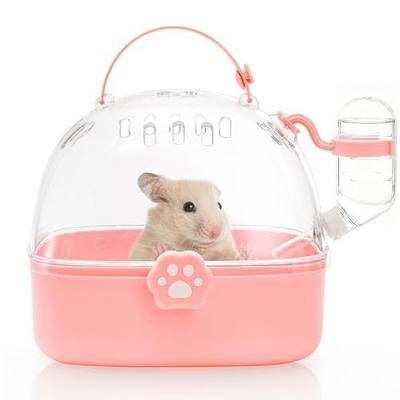 Hamster Carrier Cage, Portable Small Animal Carrier Cage with Water Bottle, Guinea Pig Outgoing Cage Hamster Travel Carry Case for Small Pets, Gerbils, Chinchillas, Dwarf Hamster