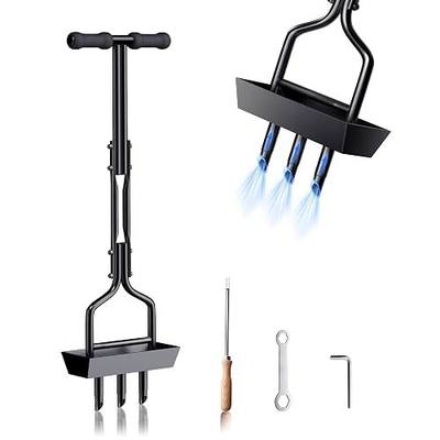aneeway Aerator Lawn Tool Manual Lawn Aerator, Lawn Aerator Tool with Core Soil Collecting Tray, Humanized Plug Aerator with Cleaning/Gardening Tool for Yard Lawn Aeration