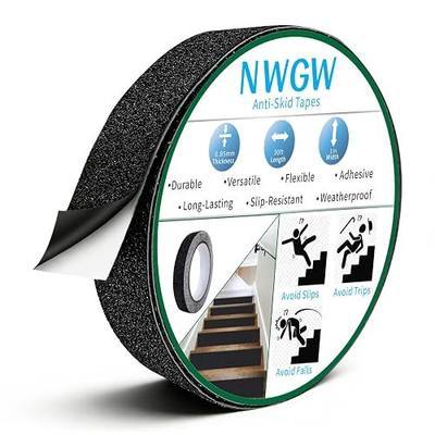 Black Anti-Slip Stair Treads Tape,1" x35FT Heavy Duty PVC Non-Skid Grip Tape for Wooden Steps, Indoor/Outdoor Stairs, Pool Decks - Peel & Stick Waterproof Safety Traction