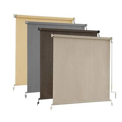 AOSKY Outdoor Roller Shades, Cordless Patio Shades Roll Up Outdoor Blinds | 96"W x 96"H, Sesame, Roller Blinds Cloth for Porch Pergola Balcony Backyard Windows