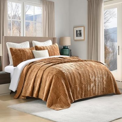 Homzard Velvet Quilt Set Queen Size Bedding Set, Cream White Velvet Comforter, Luxury Bedspreads Queen Size, Cream White Bedding,Soft Lightweight Quilts for All Season