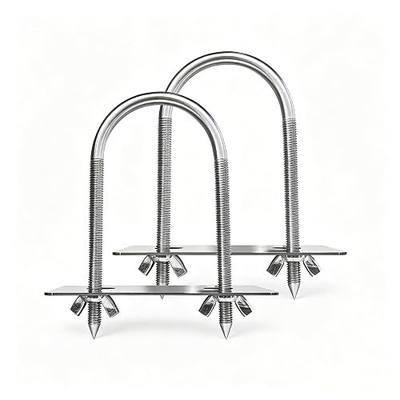 Rotisserie Fork U-Bolt 304 Stainless Steel 2pcs for Rotisserie Grill, 5.5 Inches Long Meat Trussing Accessories, 2.7 Inch Wide Spit Rod Capacity Rotisserie Parts for Whole BBQ Pig, Hog
