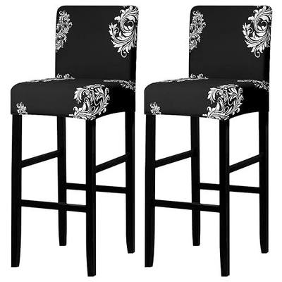 Lellen Bar Stool Chair Covers Set of 2,Jacquard Bar Stool Cover Barstool Covers Slipcovers Stretch Bar Stool Covers with Backs Bar Stool Protector Covers for Kitchen Dining Room Counter Island
