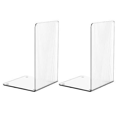 SUOXING 1 Pair Clear Acrylic Book Stopper for Shelves for Shelves Decorative,Invisible Bookends with Non-Slip Mats for Heavy Books,Small Acrylic Book Ends for Office School Supplies and Kids Bookshelf