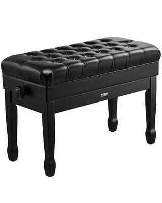VEVOR Piano Bench, 29.5" x 14" x 20.3", Duet Keyboard Piano Chair with 20.3"-23.4” Adjustable Height, Padded Cushion, Storage Compartment for Music Books, Wooden Piano Stool Seat, for Vanity, Bedroom