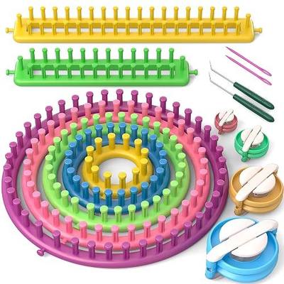 READAEER Knitting Loom Kit with Pompom Maker, Round Knitting Loom for Hat, Rectangular for Blanket Scarf Shawl, Knitting Loom Kit for Beginner