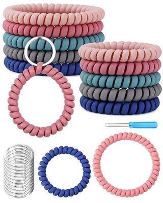 FIVEIZERO 2 Sizes10Pcs Stretchable Wrist Keychain Bracelet, Flexible Spiral Coil Key Ring Wristlet, Retractable Key Holder