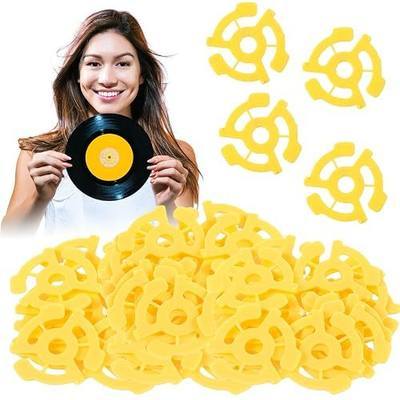 CroBlissful 50 Pcs Flat Plastic Record Adapters Snap in Inserts to Make 7 Inches Records Fit on Standard Vinyl Turntables Adapter Fits for Standard Turntables