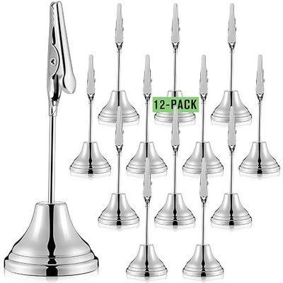 Skyygemm 12 Pcs Table Number Holders 3 Inch Place Card Holder with Alligator Clip Metal Table Card Holders Table Number Stands Table Sign Holders for Photos, Food Signs, Birthdays, Weddings (Silver)