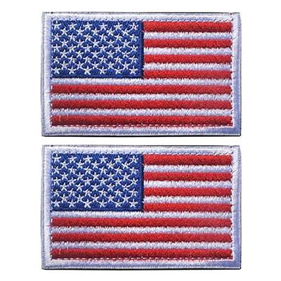 2PCS American Flag Patches Embroidered Morale Patch Hook and Loop | USA America,Tactical Military Patch,Versatile Tactical Attachment,Applique Fastener,3×2 inches,White Border