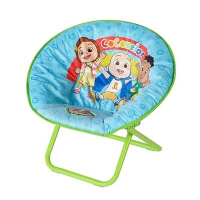 Cocomelon Toddler Saucer Chair,19” Folding Chair with Cushion Featuring JJ, Cody & Nina, Kids Lounge Chair, Ages 3+