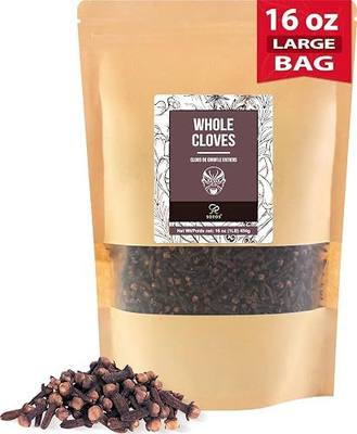 Soeos Whole Cloves 16 Ounce Bulk, Premium Quality Fresh Hand Picked Cloves Whole, Great for Foods and Tea, Clove Pomander Balls & Potpourri, Gluten Free, Non GMO, Kosher