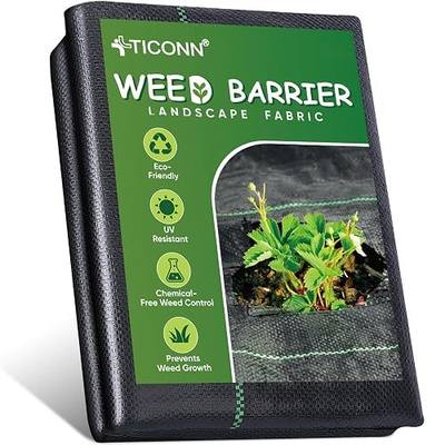 TICONN 3Ft x 50Ft Weed Barrier Fabric Heavy Duty, 3.2Oz Landscape Fabric for Garden, Yard, Driveway, and Vegetable Cultivation (1PK)