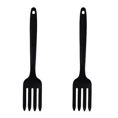 Septe 2pcs 11.6 Inch Silicone Flexible Forks, Heat Resistant Silicone Long Forks for Cooking,Non Stick Fork for Kitchen (Black)