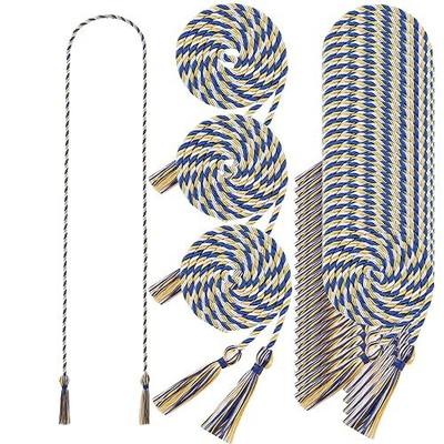 24 pcs Graduation Honor Cords 68" Grad Braided Honor Cord with Tassel Honor Rope Grad Cords Bulk for Graduation Students Bachelor Master Doctoral Gown Grad Decor (Royal Blue White and Gold)