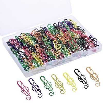 SUMAJU 150 Pcs Music Paper Clips, Music Teacher Gifts | Vinyl-Coated Metal, Rust Resistant, 7 Colors, Note Shape, Strong Grip, Storage Box, For Sheet Music, Books, Office
